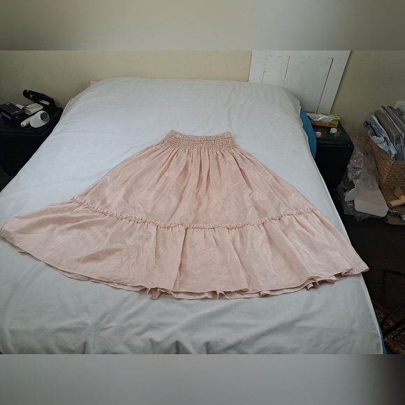 Tory Burch CORDED Silk SKIRT Iced Pink Size 8 - Picture 10 of 16